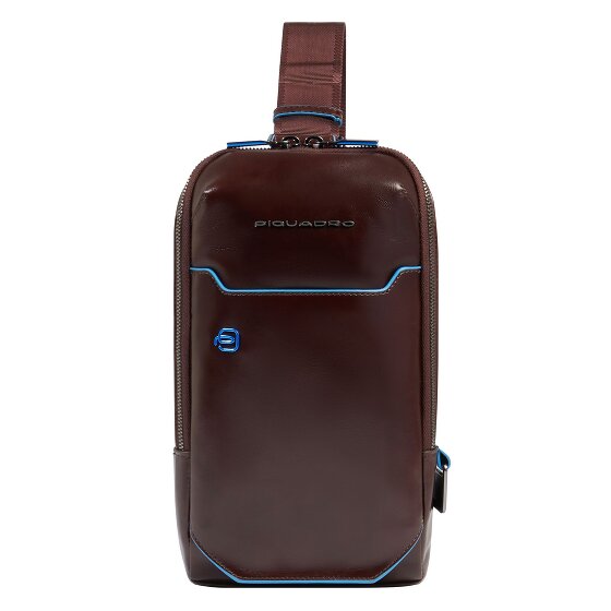 Piquadro Niebieska kwadratowa torba na ramię ze skóry 28 cm