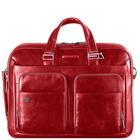 Piquadro Niebieska Teczka kwadratowa III Skórzana 39 cm Komora na laptopa