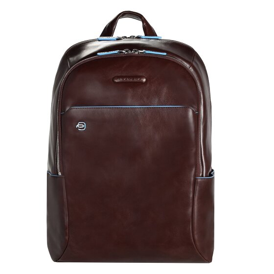 Piquadro Niebieski Plecak kwadratowy skórzany 39 cm Komora na laptopa