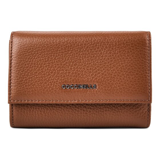 Coccinelle Metaliczny miękki portfel skórzany 14 cm