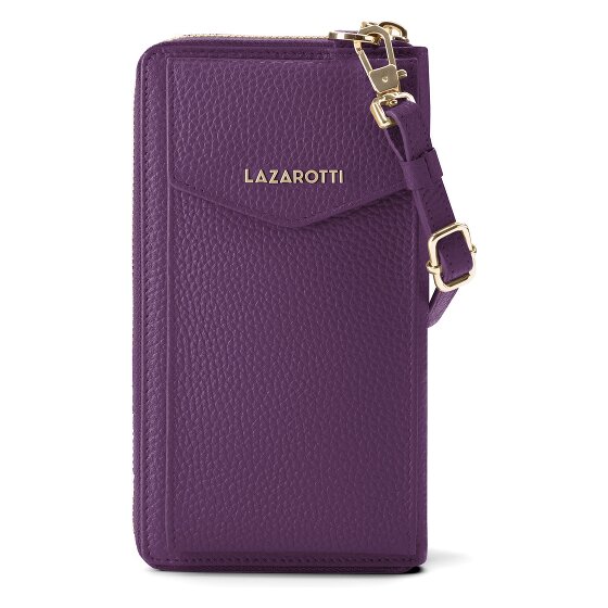 Lazarotti Portfel z skóry typu „zip-around” z Bolonii z Etui na telefon komórkowy, 19 cm