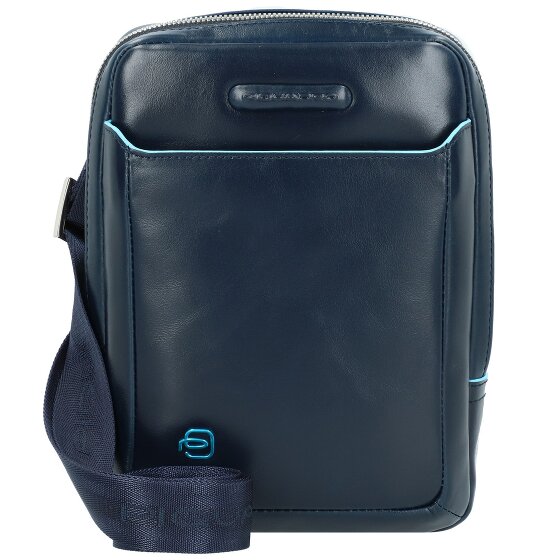 Piquadro Niebieska kwadratowa skórzana torba na ramię 22 cm