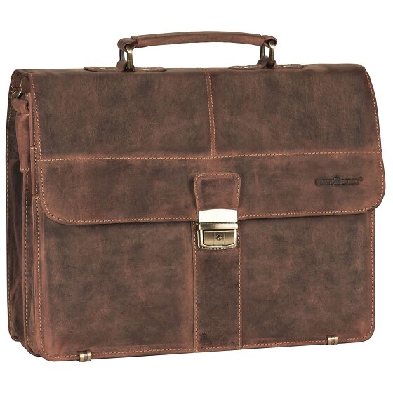 Greenburry Vintage Briefcase Leather 38 cm z 2 głównymi przegrodami