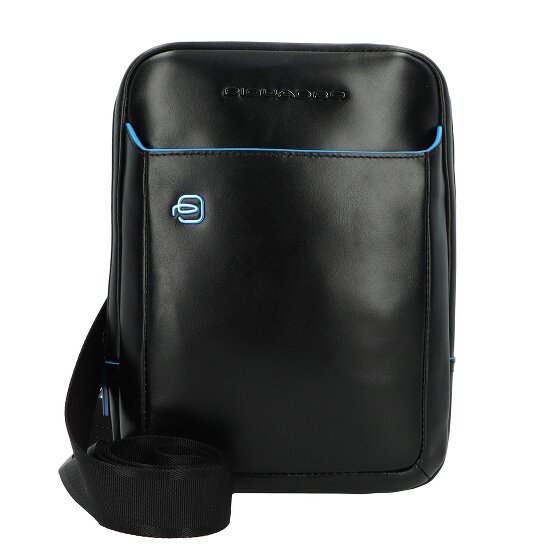 Piquadro Niebieska kwadratowa skórzana torba na ramię 22 cm