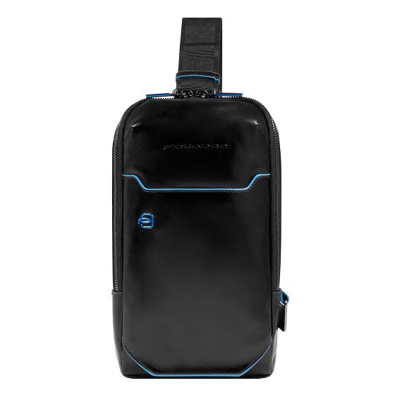 Piquadro Niebieska kwadratowa torba na ramię ze skóry 28 cm