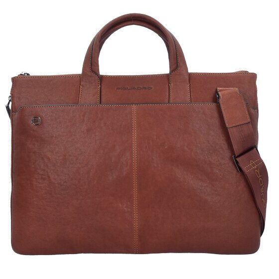 Piquadro Czarny Kwadratowy Briefcase Skórzany 42 cm Komora na laptopa