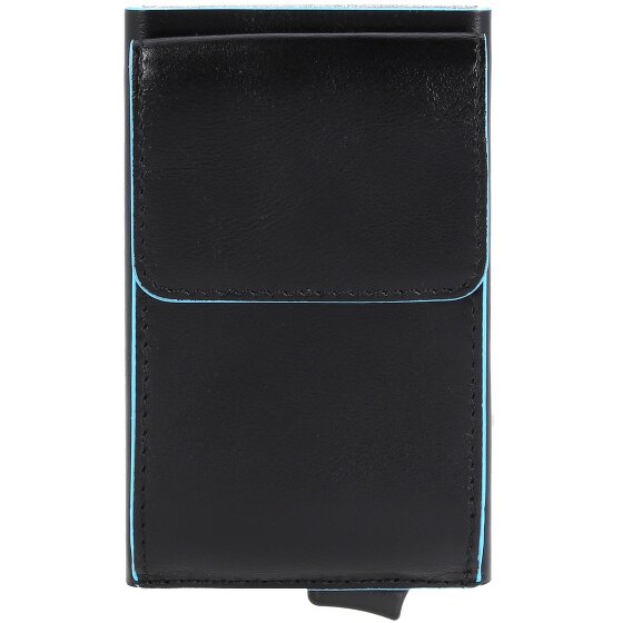 Piquadro Niebieskie kwadratowe etui na karty kredytowe skórzane 6 cm