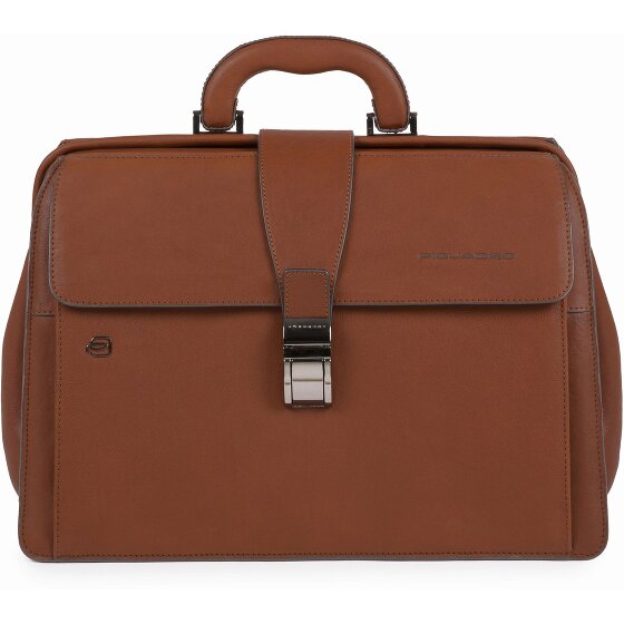 Piquadro Czarna kwadratowa teczka skórzana 37 cm