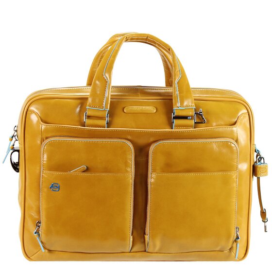 Piquadro Niebieska Teczka kwadratowa III Skórzana 39 cm Komora na laptopa