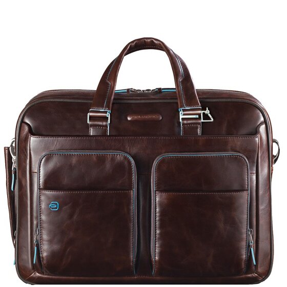 Piquadro Niebieska Teczka kwadratowa III Skórzana 39 cm Komora na laptopa