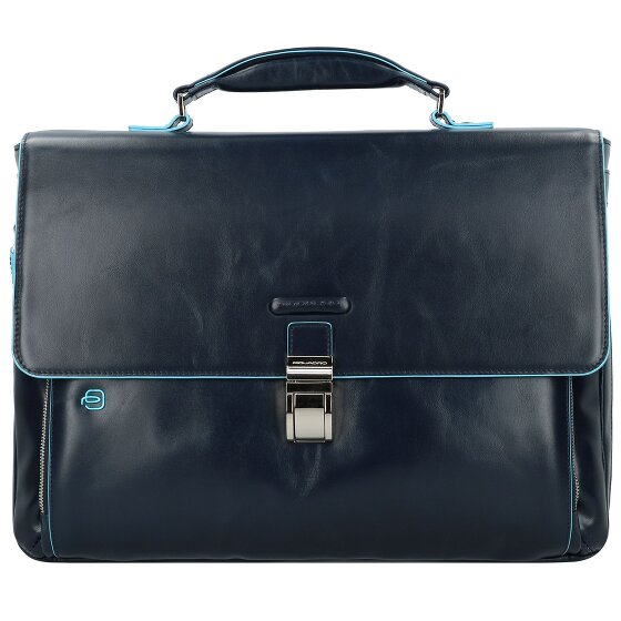 Piquadro Niebieska Teczka kwadratowa II Skórzana 40 cm Komora na laptopa