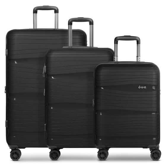 d&n Travel Line 4300-Plus 4 kółka Zestaw walizek 3-części z plisą rozprężną
