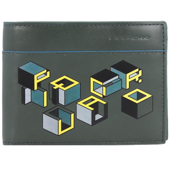 Piquadro Niebieski kwadratowy portfel Revamp RFID skórzany 13 cm