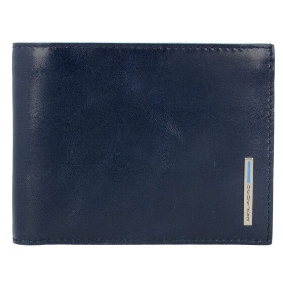 Piquadro Niebieskie kwadratowe skórzane etui na karty kredytowe 12,5 cm