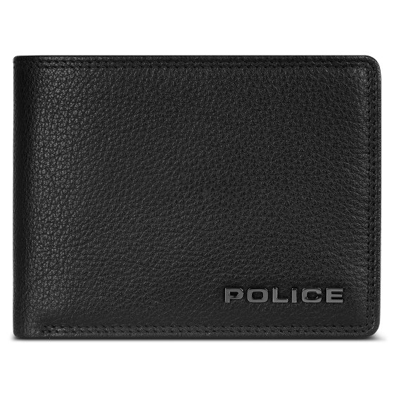 Police Portfel RFID skórzany 12 cm rozkładany z przegrodą na zamek błyskawiczny