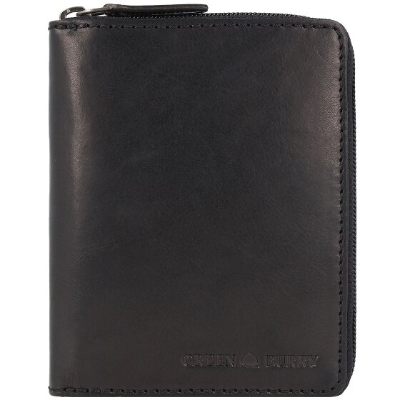 Greenburry Pure Black Portfel Ochrona RFID Skórzany 10.5 cm