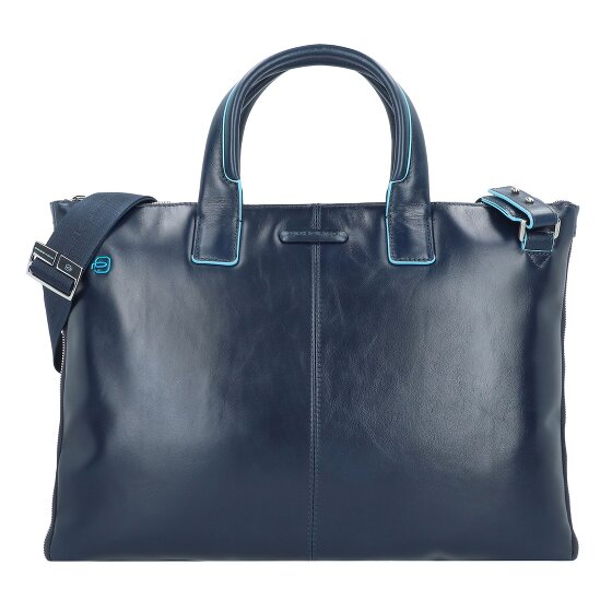 Piquadro Niebieski Kwadratowy Briefcase Skórzany 42 cm Komora na laptopa