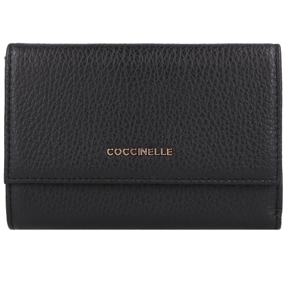 Coccinelle Metaliczny miękki portfel skórzany 14 cm