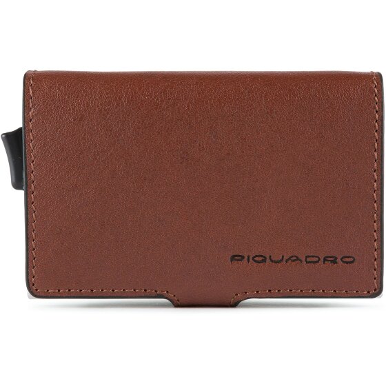 Piquadro Niebieskie kwadratowe etui na karty kredytowe RFID skórzane 7 cm
