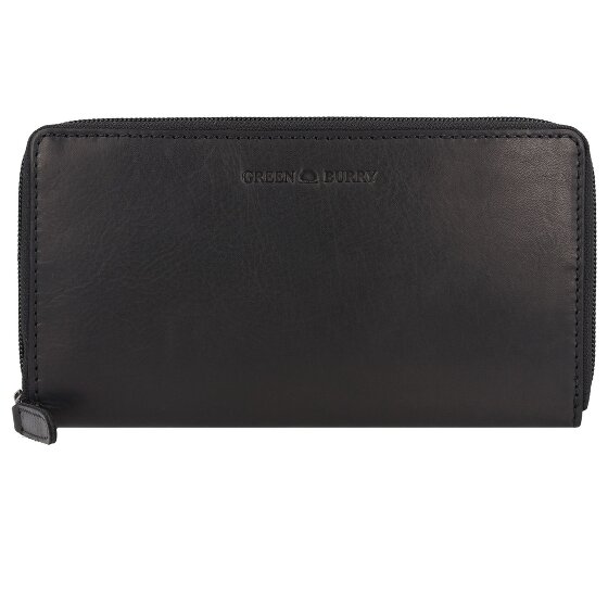 Greenburry Pure Black Portfel Ochrona RFID Skórzany 19.5 cm