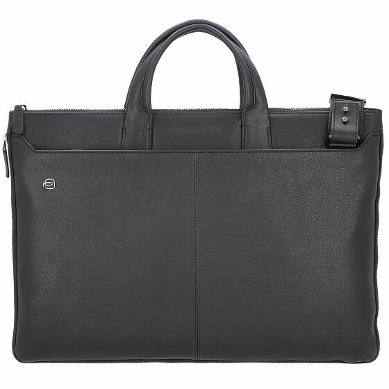Piquadro Czarna kwadratowa skórzana torba na laptopa 47 cm