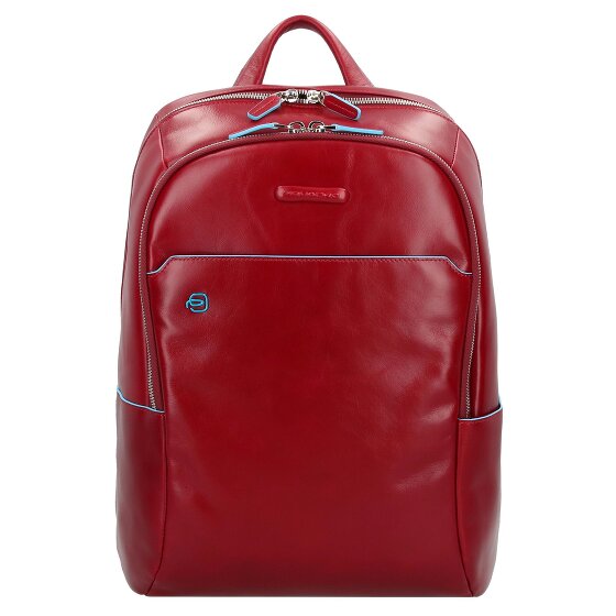 Piquadro Niebieski Plecak kwadratowy skórzany 39 cm Komora na laptopa