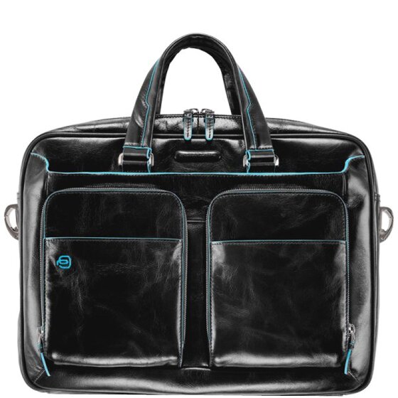 Piquadro Niebieska Teczka kwadratowa III Skórzana 39 cm Komora na laptopa