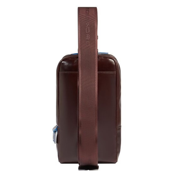 Piquadro Niebieska kwadratowa torba na ramię ze skóry 28 cm