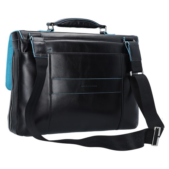 Piquadro Niebieska Teczka kwadratowa II Skórzana 40 cm Komora na laptopa
