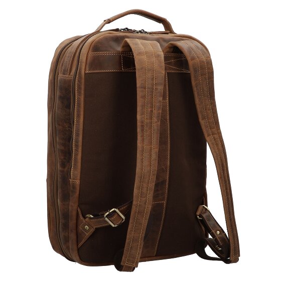 Greenburry Skórzany plecak podróżny w stylu vintage z przegrodą na laptopa 48 cm