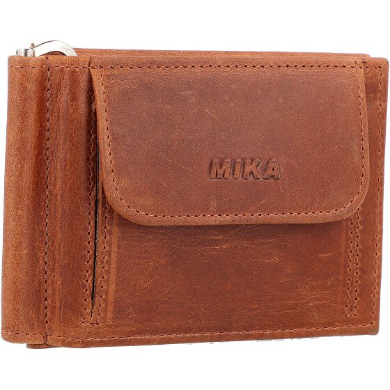 Mika Skórzany portfel RFID 11 cm z klipsem na pieniądze