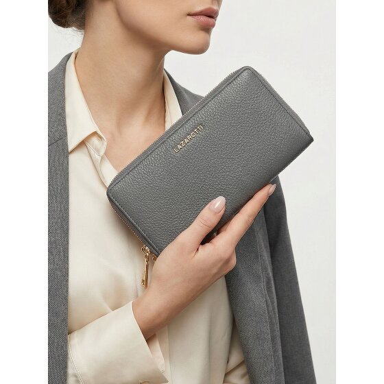 Lazarotti Bologna Leather XL Double Zip-Around Wallet RFID Leather 20 cm