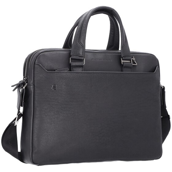 Piquadro Czarna kwadratowa teczka skórzana 40 cm