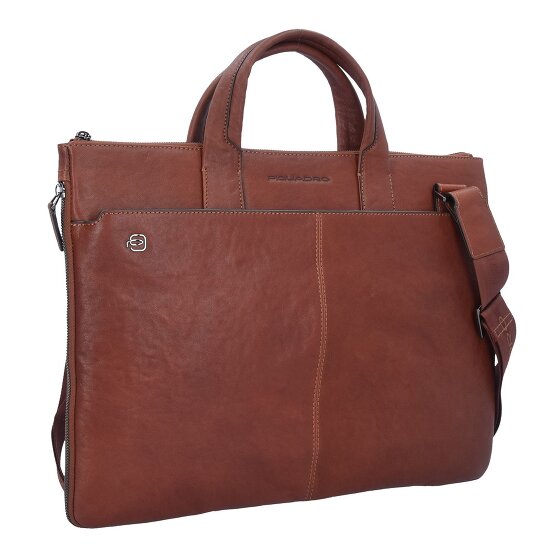 Piquadro Czarny Kwadratowy Briefcase Skórzany 42 cm Komora na laptopa