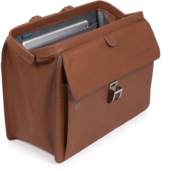 Piquadro Czarna kwadratowa teczka skórzana 37 cm