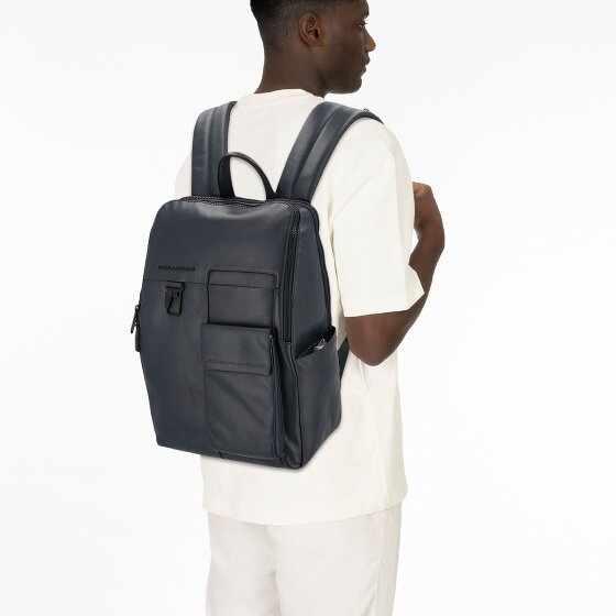 Piquadro Zaino Plecak Skórzany 34 cm Komora na laptopa