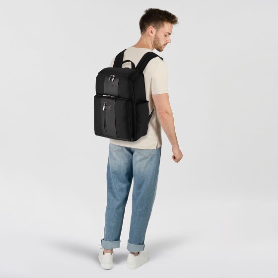 Piquadro Krótki plecak podróżny skórzany 43 cm przegroda na laptopa