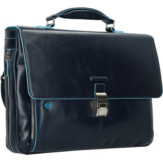 Piquadro Niebieska Teczka kwadratowa II Skórzana 40 cm Komora na laptopa
