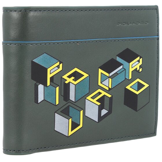 Piquadro Niebieski kwadratowy portfel Revamp RFID skórzany 13 cm