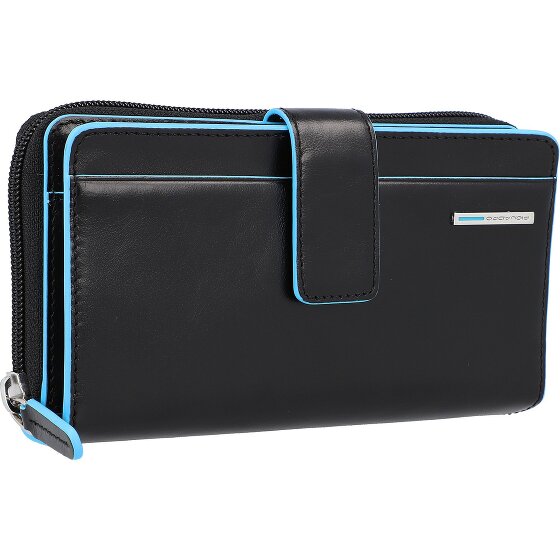Piquadro Niebieski kwadratowy portfel RFID skórzany 17,5 cm