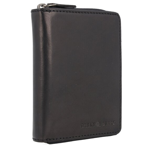 Greenburry Pure Black Portfel Ochrona RFID Skórzany 10.5 cm