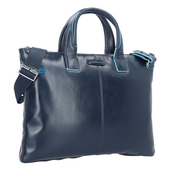 Piquadro Niebieski Kwadratowy Briefcase Skórzany 42 cm Komora na laptopa
