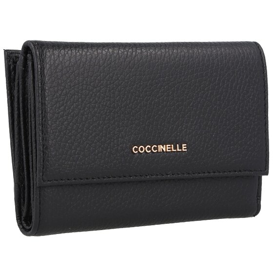 Coccinelle Metaliczny miękki portfel skórzany 14 cm