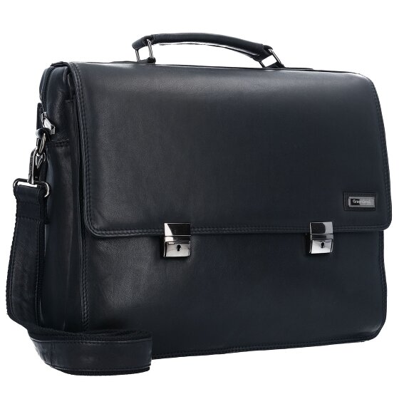 Greenland Nature Czarny Nappa Briefcase Leather 40 cm Laptop Compartment
