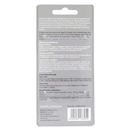Worldpack Reiseaccessoires Zamek bagażowy z zamkiem szyfrowym 9.5 cm