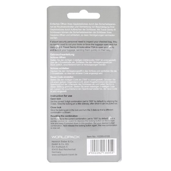 Worldpack Reiseaccessoires Zamek bagażowy z zamkiem szyfrowym 9.5 cm