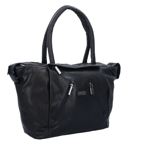 Greenland Nature Black Nappa Shopper Bag Leather 33 cm