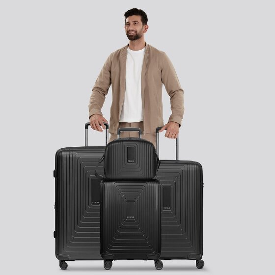 Redolz Zestaw walizek Essentials 14 na 4 kółkach + kosmetyczka 4 szt. z elastycznym zagięciem