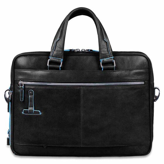 Piquadro Niebieska Teczka kwadratowa III Skórzana 39 cm Komora na laptopa