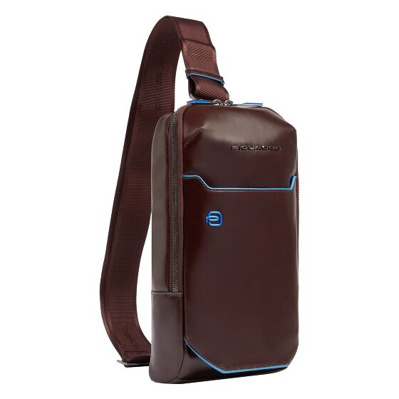 Piquadro Niebieska kwadratowa torba na ramię ze skóry 28 cm